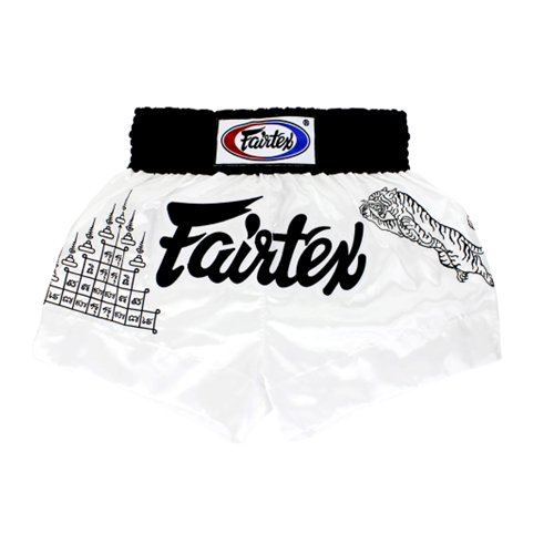 FT Muay Thai Boxing Short Superstitious White - Fairtex