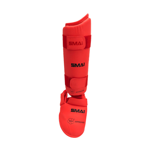 WKF Approved Karate Shin & Instep Guard (Red) - SMAI