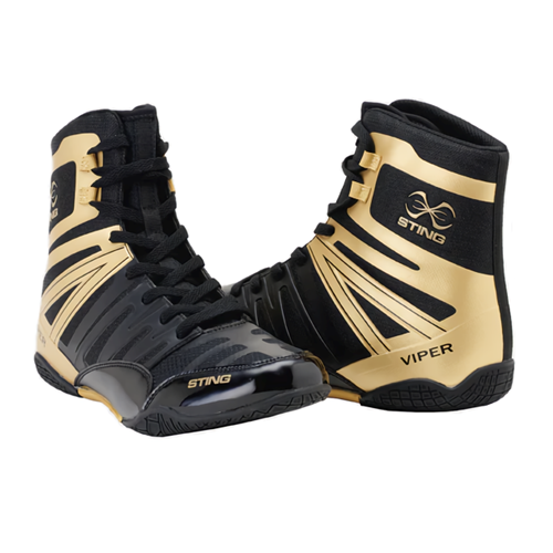 Viper Boxing Shoes (Black/Gold) - Sting Sports | Mighty Fighting Goods